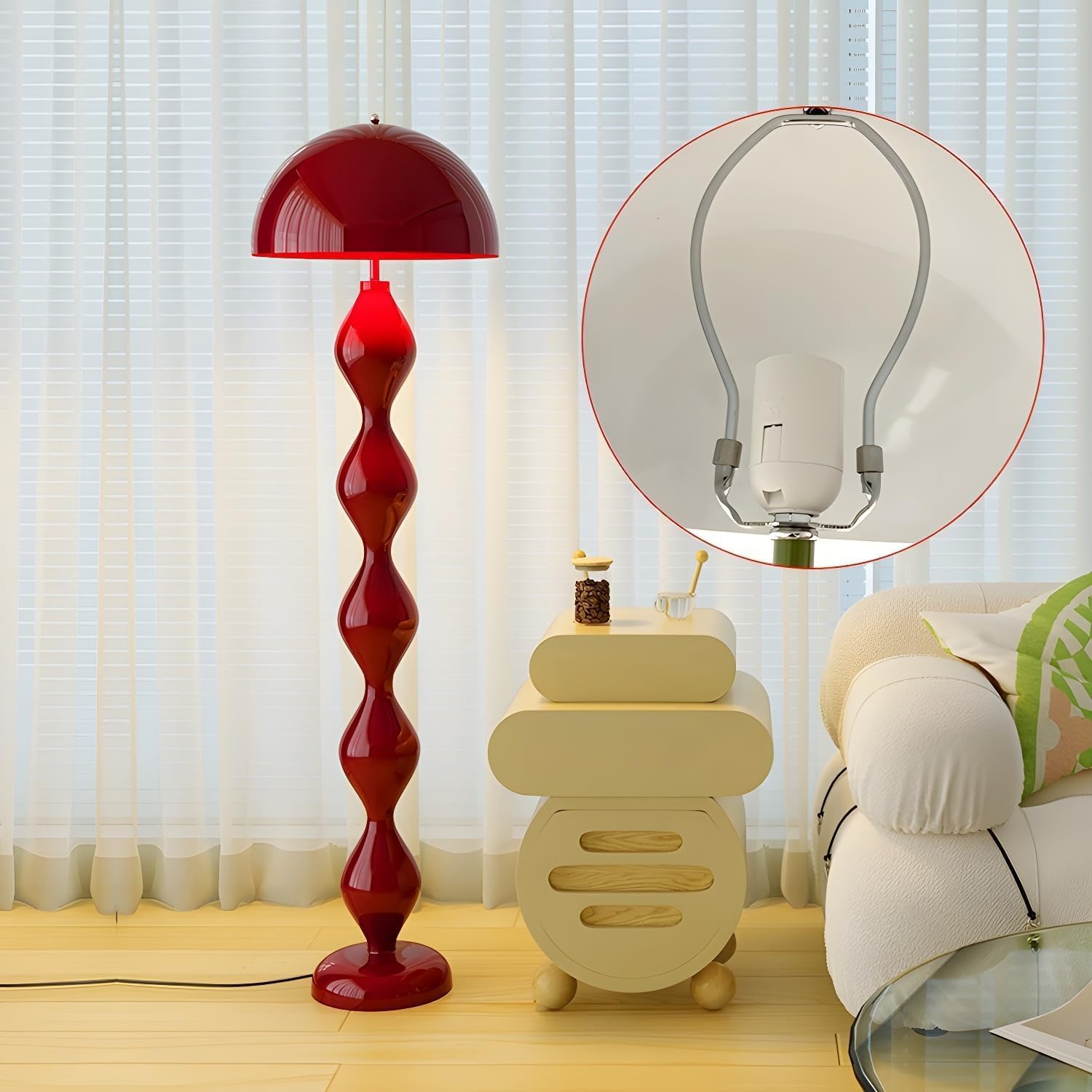 71k3ZmxVP2L._AC_SL1500_.jpg Creative Mushroom Floor Lamp,Unique Floor Lamp with Iron Shade and Foot Switch,3 Colors Dimmable Tall Standing Lamp,Modern Stylish Floor Standing Lamp,for Bedroom Living Room,Office Reading Light - Image 2