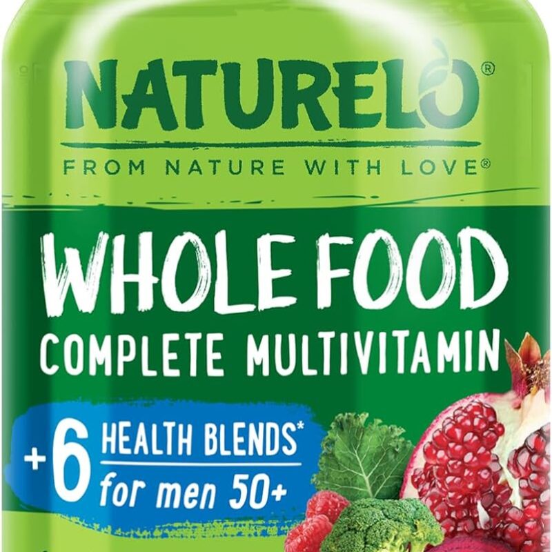 NATURELO Whole Food Multivitamin for Men 50+ - with Vitamins, Minerals, Organic Herbal Extracts - Vegan Vegetarian - for Energy, Brain, Heart and Eye Health - 120 Capsules