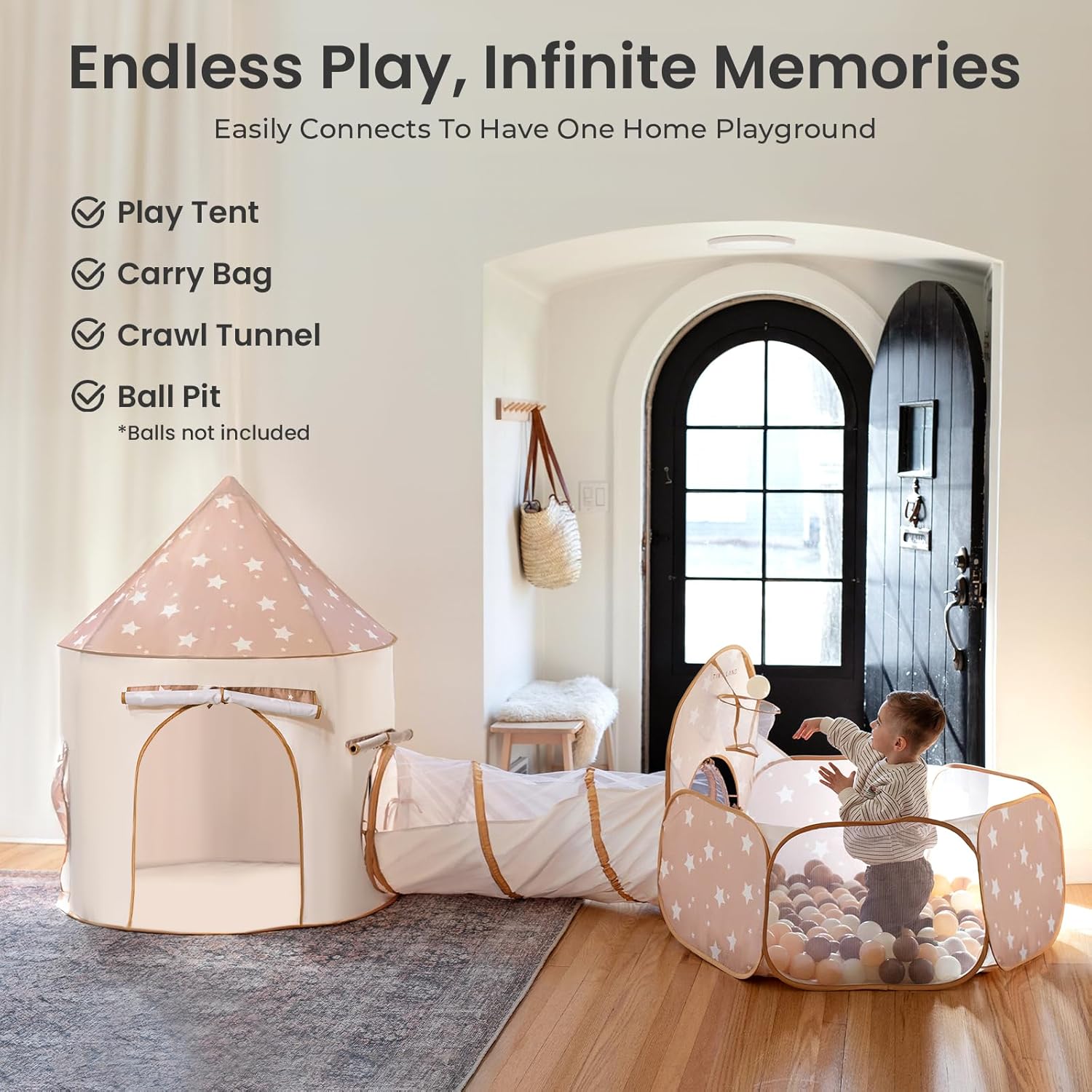 71kxzclI00L._AC_SL1500_.jpg Tiny Land Kids Play Tent with Tunnel, Pop Up Play Tent with Ball Pits for Toddlers, Baby Tent with Carry Bag, Toddler Tents Indoor - Image 2