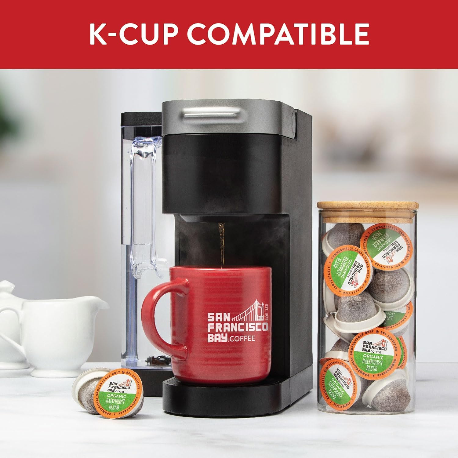 71m0AMW1nxL._SL1500_.jpg San Francisco Bay Compostable Coffee Pods - Organic Rainforest Blend (80 Ct) K Cup Compatible including Keurig 2.0, Medium Dark Roast - Image 2