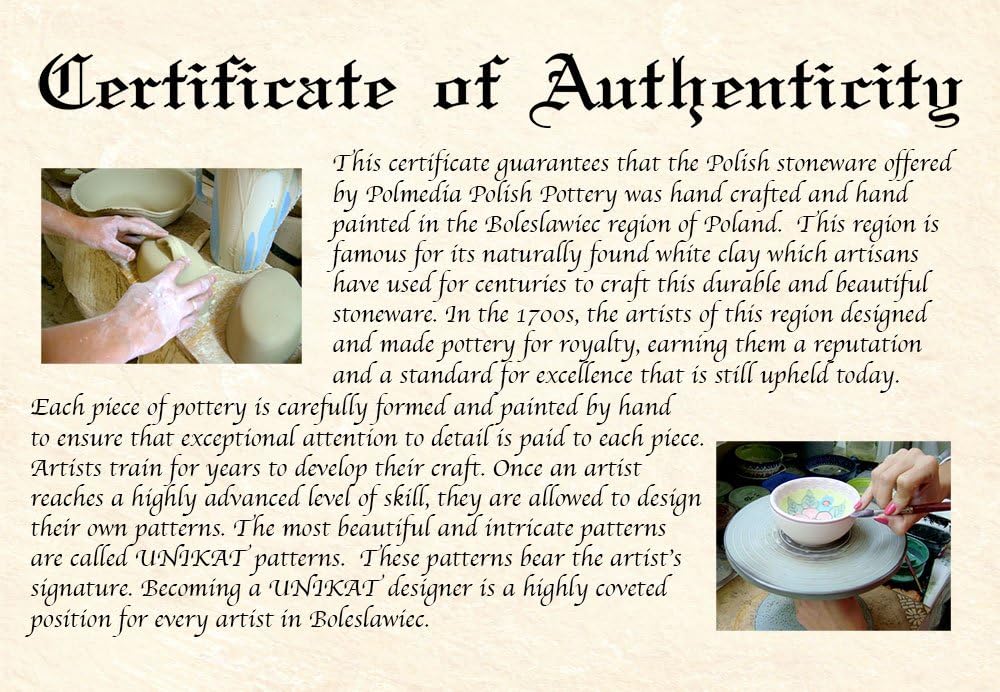 71n9aEfCV6L._AC_SL1000_.jpg Authentic Polish Pottery Platter 11-inch in Mushroom Garden Design Handmade in Bolesławiec Poland by Ceramika Nina + Certificate of Authenticity - Image 5