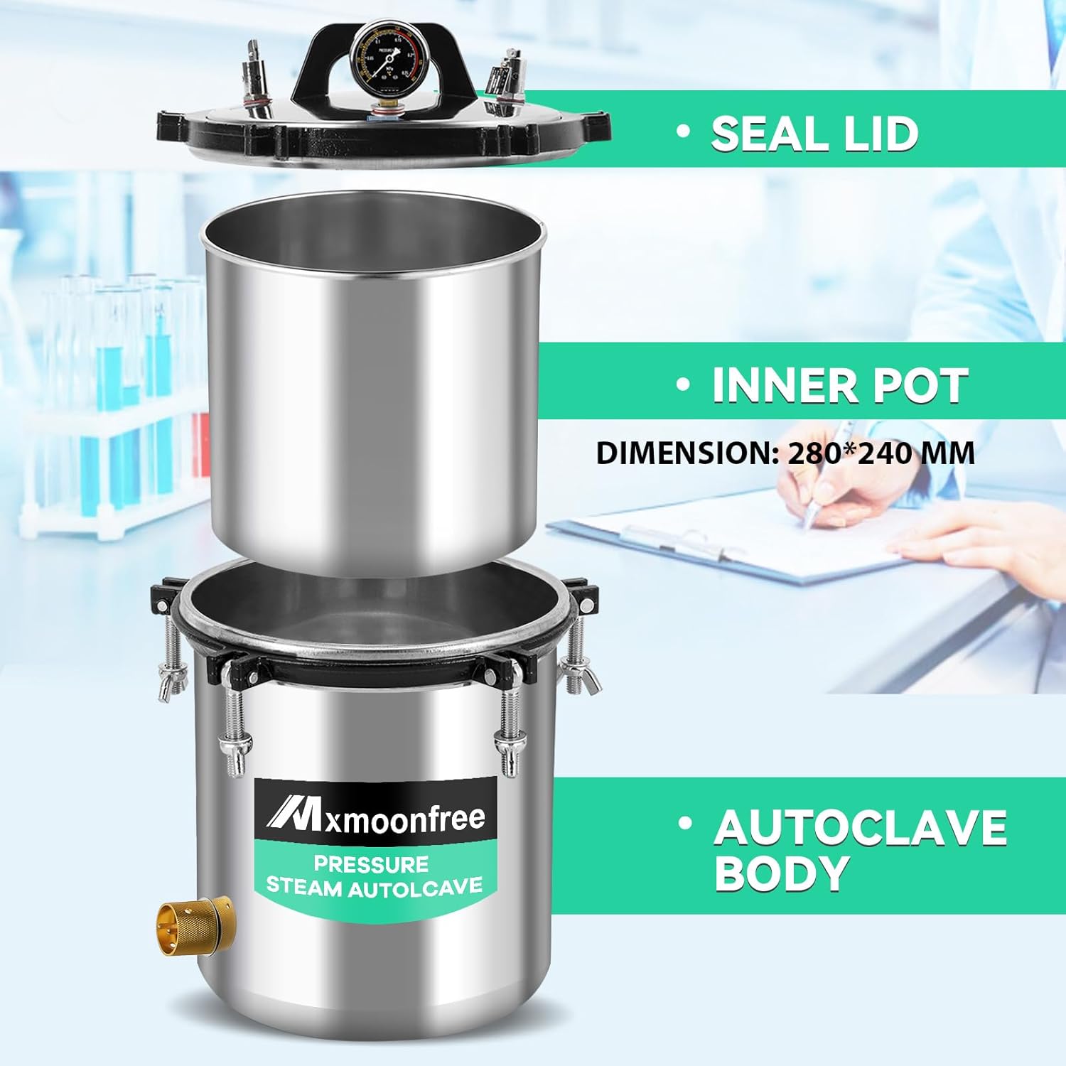 71nlyw7X2WL._SL1500_.jpg 19 Quart Autoclave, High Pressure Steam Autoclave for Lab Culture Medium, Jar Canning and Mushroom Cultivation 110V - Image 4