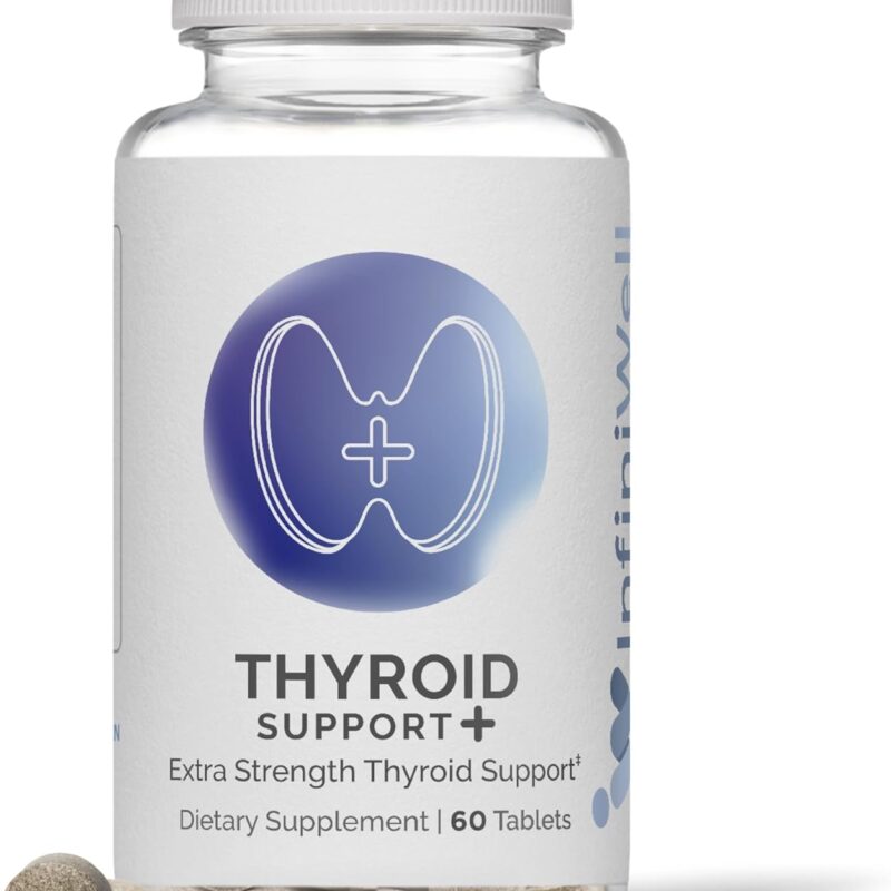 Thyroid Support+ for Women & Men, Hormone & Adrenal Support for Hyperthyroidism & Hypothyroidism with Selenium & Iodine, 60 Tablets (1 Month Supply)