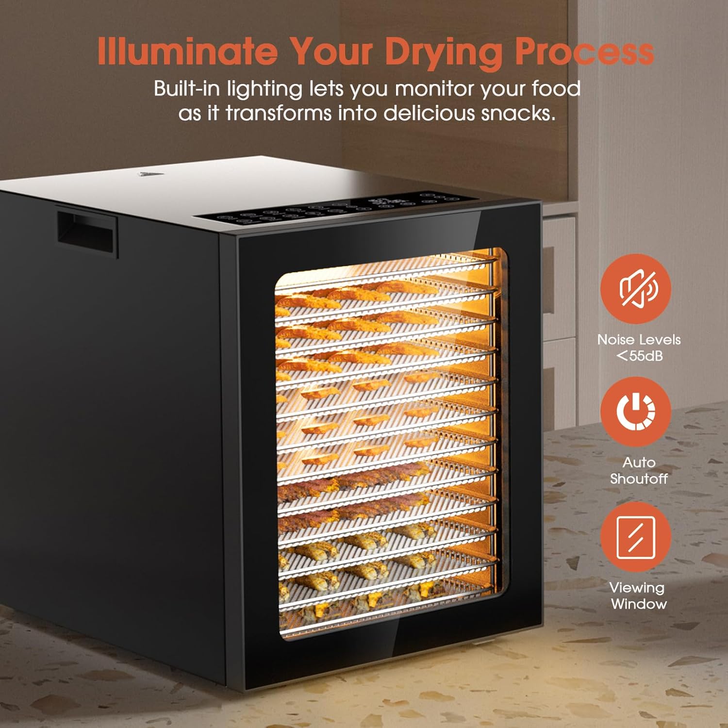 71qhor0EJ8L._AC_SL1500_.jpg Food Dehydrator Machine, Stainless Steel Digital Food Dryer for Home,10 Presets, 48H Timer and Temperature Control, 850W Dehydrators for Food and Jerky, Dog Treats,Meats & Veggies - Image 3