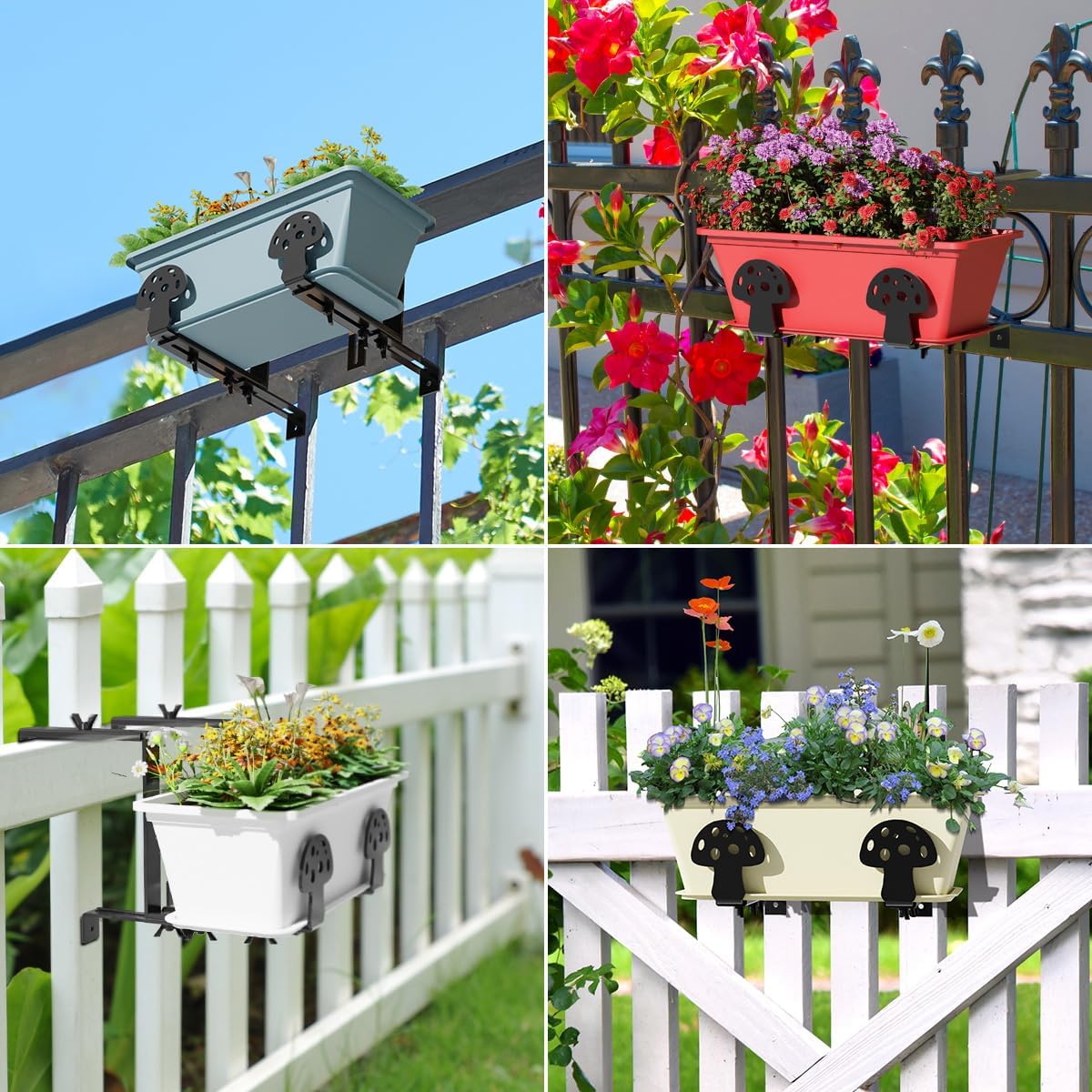 71r9c7u9BRL._AC_SL1200_.jpg H HOMEXIN Adjustable Planter Box Brackets for Window Boxes Planters Universal Outdoor Hanging Brackets, Black Steel Mounting Durable, Suitable for Fence Pergola Patio Garden Balcony 4p - Image 6