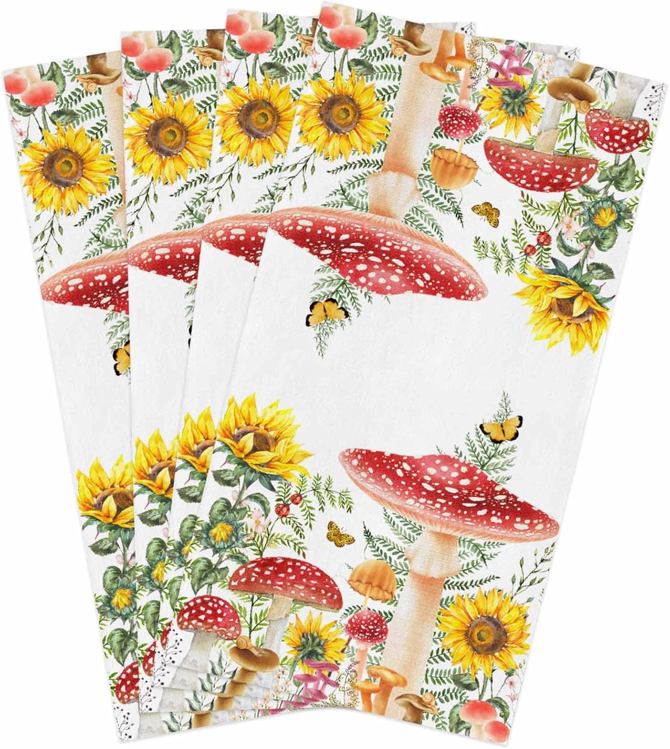 71rM2NLwfiL._AC_SL1500_.jpg Red Mushroom Kitchen Towels 18"x28" Absorbent Cleaning Cloths for Drying Dish,Kitchen Rags Soft Terry Hand Tower Washable Dish Towel Dish Dishcloths Sunflower Spring Summer Herbs Simple White 4 PCS