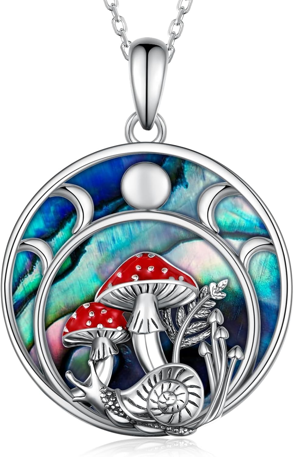 71rUKUKxGyL._AC_SL1500_.jpg Moon Mushroom Necklace for Women,925 Sterling Silver Magical Red Mushroom Pendant Moon Phase Necklaces,Anniversary Birthday Gifts for Women Mom,18''-20''