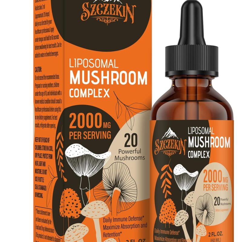 Liposomal Mushroom Complex Drops 2000 MG - 20 Organic Mushroom Extracts - Advanced Liquid Formula for Immunity, Cognitive and Memory - Lions Mane Supplement, Reishi, Cordyceps, Chaga, 30 Servings