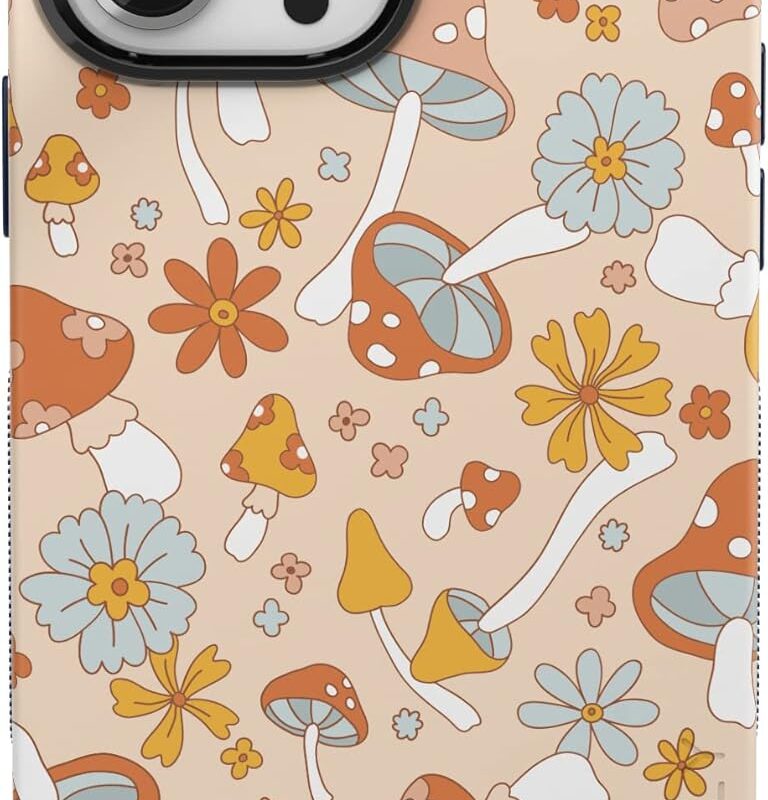 Casely iPhone 13 Pro Max Case | Mushroom Magic | Retro Floral | Bold Protective Case Design | Compatible with MagSafe