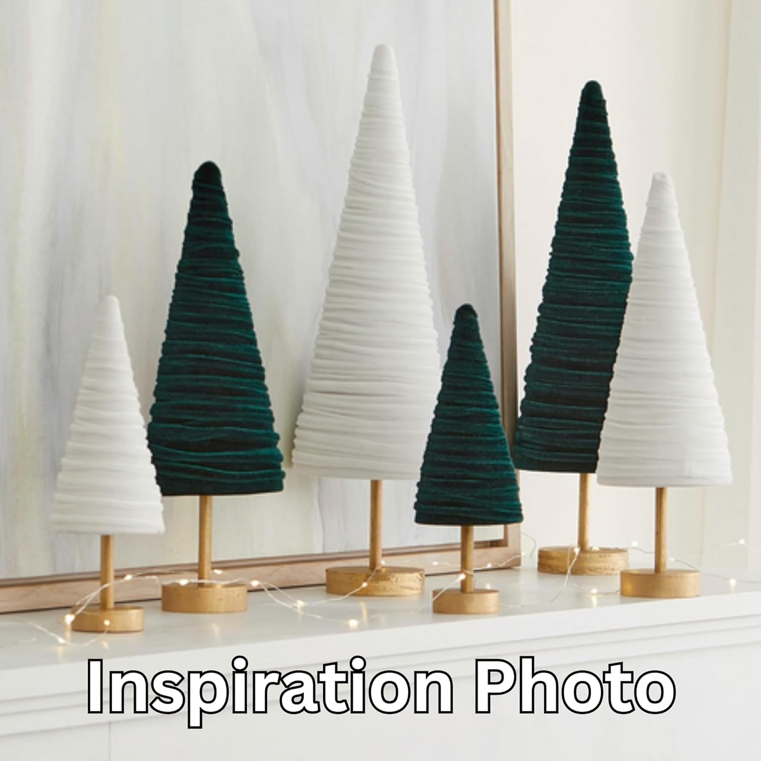 71tCQ0oIYKL._SL1500_.jpg Emerald pedestal velvet trees set of 3, handmade mantel décor, luxurious green Christmas tablescape, wedding centerpiece, modern farmhouse (Emerald) - Image 5