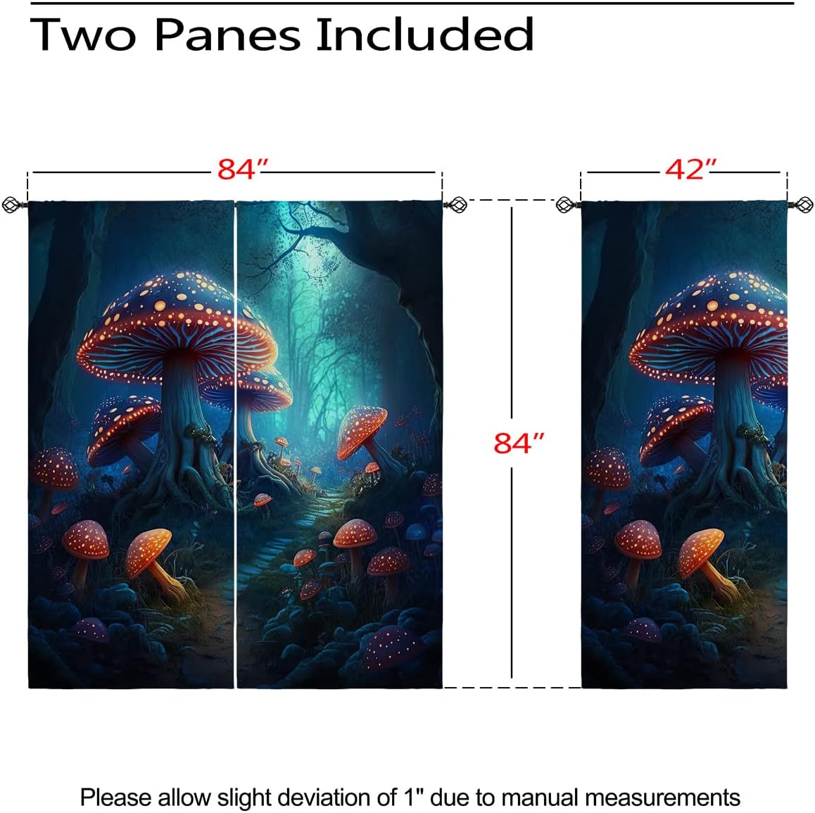 71ttq68M88L._AC_SL1200_.jpg Magic Forest Blackout Curtains for Girls Boy Home Decor, Mushroom Fantasy Nature Plant Grommet Thermal Insulated Drapes Darkening Window Curtain for Bedroom Living Room, 84 x 84 Inch - Image 3