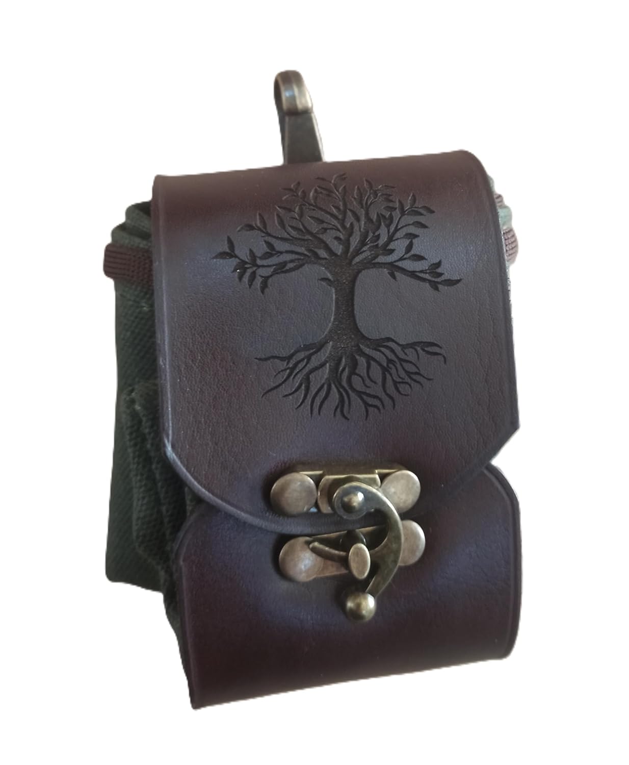 71u5LDF8PLL._SL1500_.jpg Personalized Leather Foraging Bag, Waxed Canvas Mushroom Pouch with Tree Design, Waterproof Camping Hiking Tool Basket with Clasp