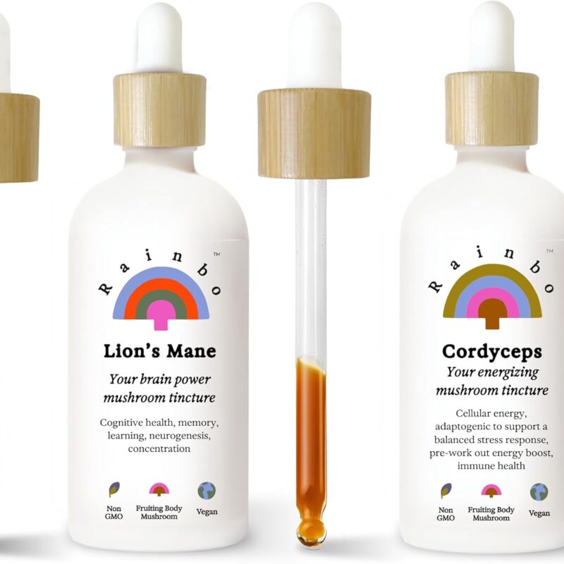 Productivity Bundle, Lion's Mane Mushroom Extract + Cordyceps Mushroom Tincture, Dual Extract Daily Mushroom Tinctures for Comprehensive Immune Support, Vegan Liquid Mushroom Supplements