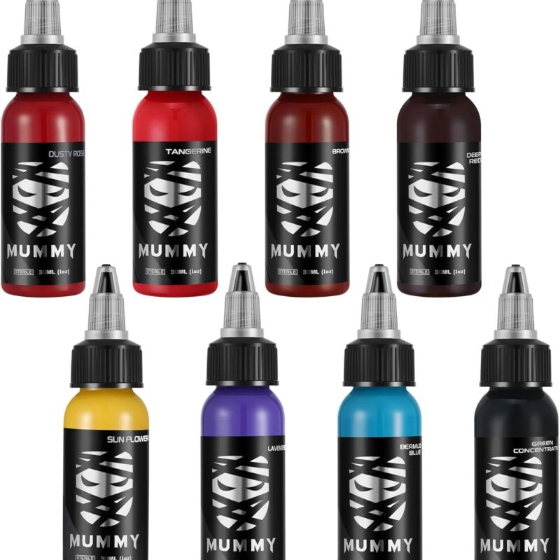Mummy Color Ink Earth Tones Set,8 Bottles (1 oz Each) Includes: (Brown,Sun Flower,Green Concentrate,Tangerine,Dusty Rose,Deep Red,Bermuda Blue,Lavender)