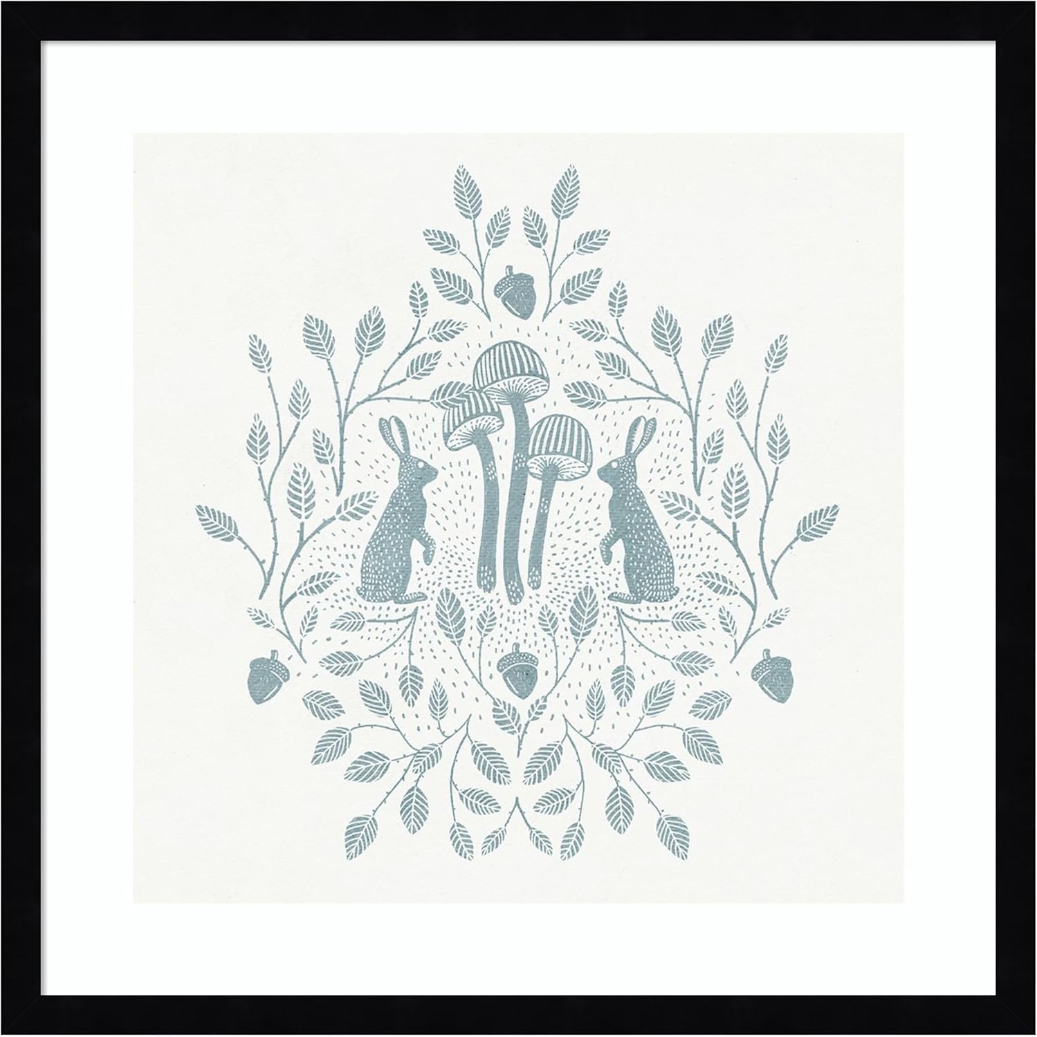 71y2GFT4uBL._AC_SL1500_.jpg Amanti Art Framed Wall Art Print 21x21 Rabbits and Mushrooms VII by Katie Oshea, Patterns & Geometric Wall Art, Whimsical Decor, Medium Poster Painting Artwork for Living Room, Bedroom, Bathroom,
