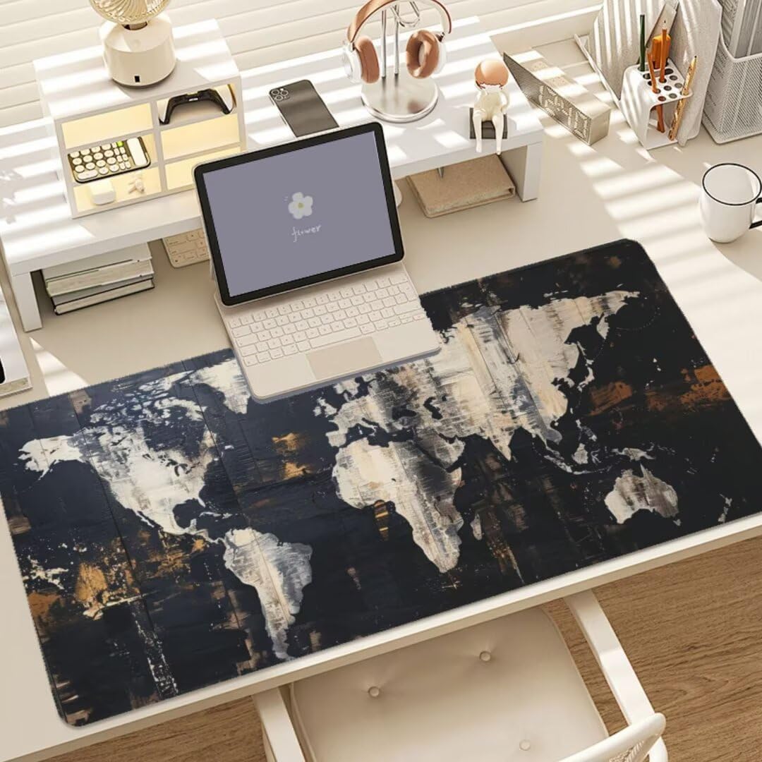 71yhv6KnKXL._AC_SL1080_.jpg Large Mouse Pad 39.4 x 19.7 inch, Vintage Mouse Pad with Non-Slip Rubber Base, World Map Mousepad Desk Mat with Stitched Edges, Gaming Mouse Pad Waterproof Mouse Pads for Desk, Office Supplies, gq782 - Image 7