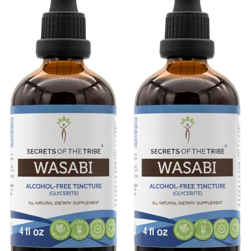 Secrets of the Tribe Wasabi Tincture Alcohol-Free Extract, High-Potency Herbal Drops, Tincture Made from Wasabi (Eutrema japonicum) Dried Root 2x4 oz