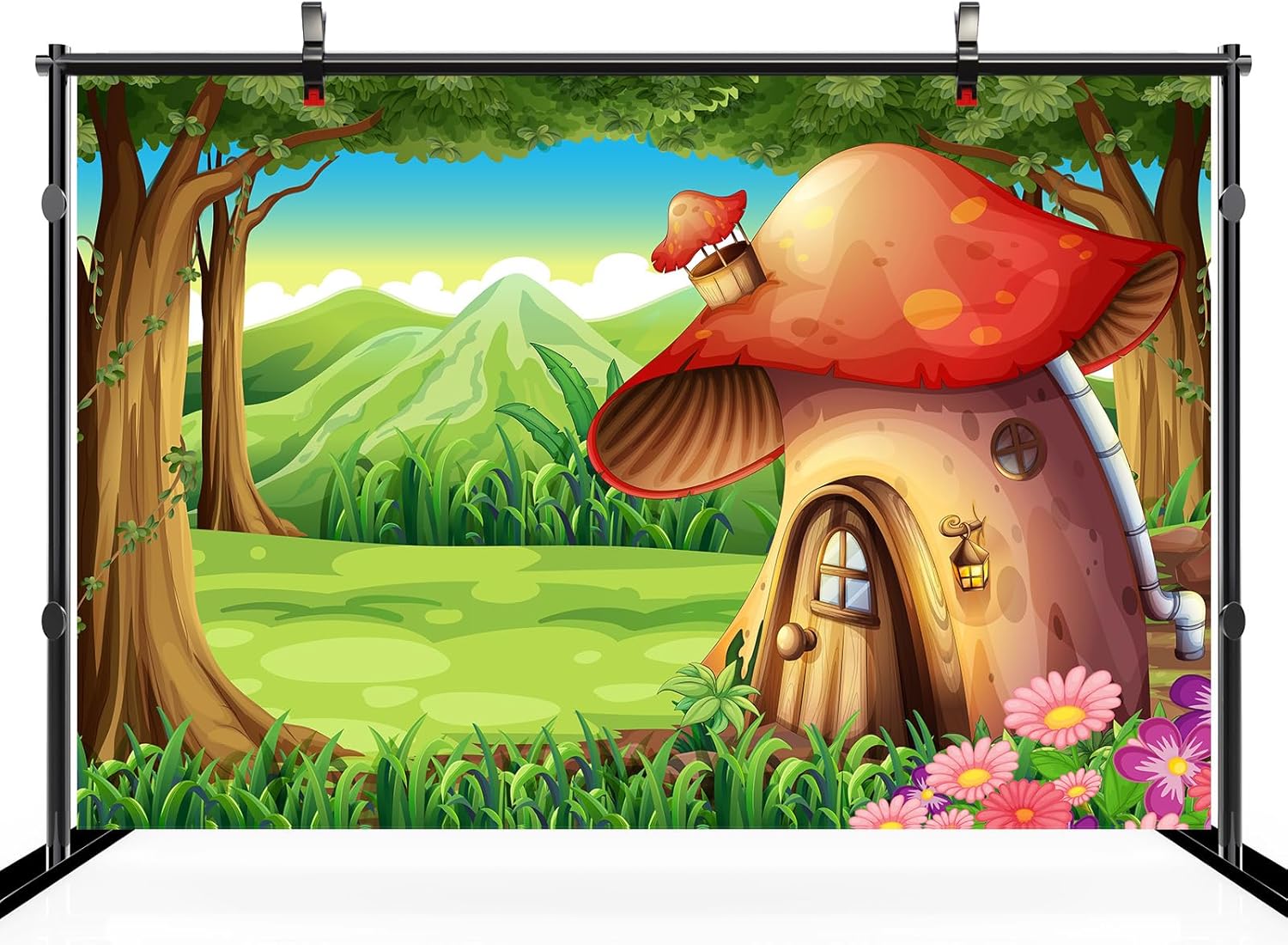 71zM4lqBUVL._AC_SL1500_.jpg CHNYWORK 205x118 Inches Forest Mushroom House Tapestry Wall Hanging Cartoon Fairy Tale Enchanted Forest Jungle Flowers Wonderland Background Kids Room Bedroom Aesthetic College Dorm Wall Decor - Image 2