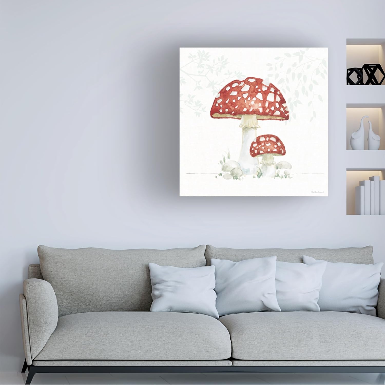 81-o9vlKb0L._AC_SL1500_.jpg Trademark Fine Art Canvas Wall Art - Beth Grove 'Woodland Love Red Mushroom' Wall Art for Living Room, Bedroom, or Office Décor - Image 2