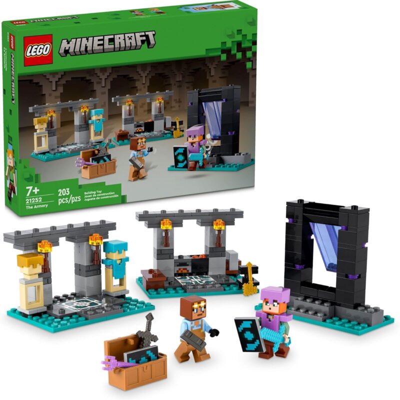 LEGO Minecraft The Armory Building Set, Includes Popular Minecraft Figures Alex and Armorsmith, Action Toy for Gamers and Kids, Gift for Boys and Girls 7 Years Old and Up, 21252