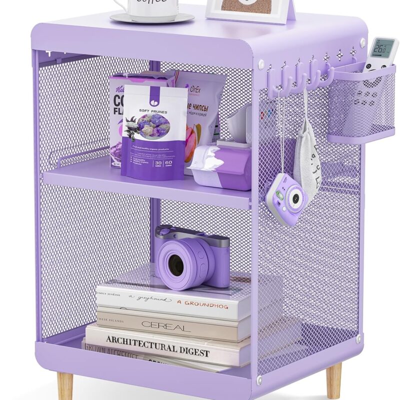 Night Stand,Cute End Table with Storage Drawer,Kids Nightstand for Bedroom Furniture,Bedside Table Small Purple Nightstand Coffee Table for Living Room, Dorm,Office