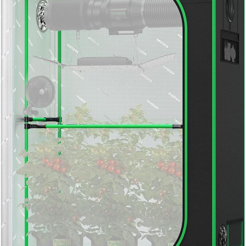VIVOSUN P426 48"×24"×72" PRO Grow Tent, with Thick 1 inch Poles, Strengthened High Reflective Mylar Oxford Fabric, Extra Hanging Bars & High CFM Kit for Hydroponics Indoor Plant for AeroLight A200SE