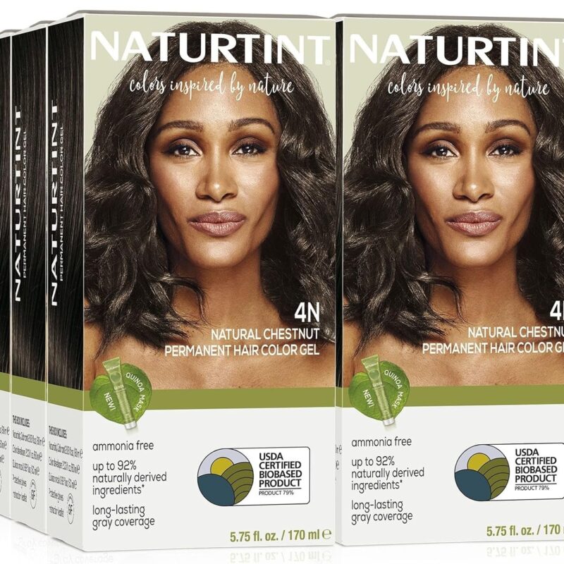Naturtint 4N Natural Chestnut Permanent Hair Color (Pack of 6), Ammonia Free, Vegan, Cruelty Free, up to 100% Gray Coverage, Long Lasting Results (Packaging may vary)