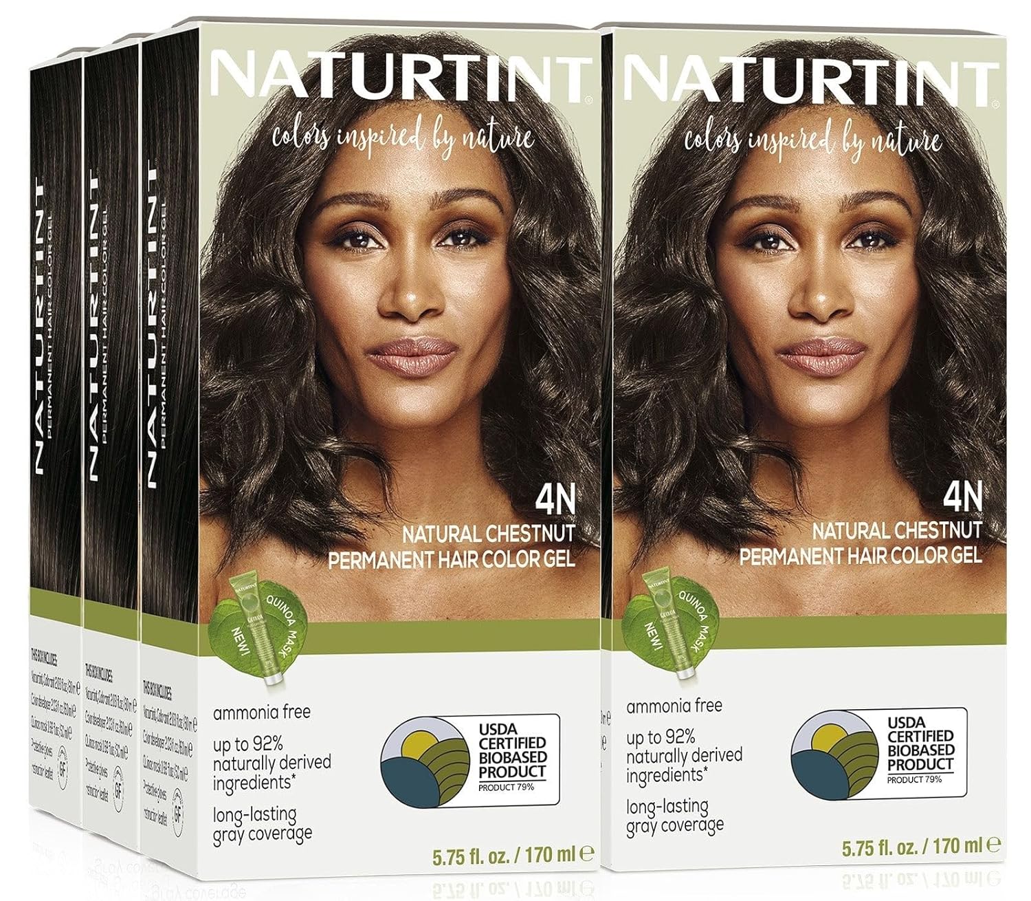 816UCyYnauL._SL1500_.jpg Naturtint 4N Natural Chestnut Permanent Hair Color (Pack of 6), Ammonia Free, Vegan, Cruelty Free, up to 100% Gray Coverage, Long Lasting Results (Packaging may vary)