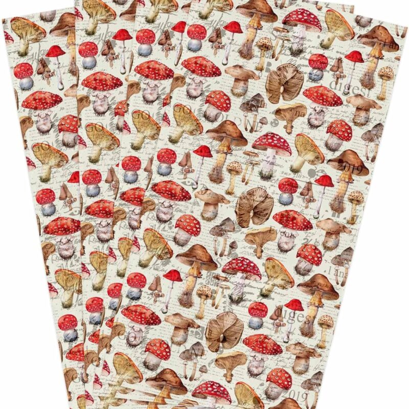 Mushroom Microfiber Kitchen Towels Pack of 4, Retro Plants Red Brown Mushroom Ultra Soft Absorbent Kitchen Dish Cloths Tea Towels, Reusable Lint Free Kitchen Dishcloth Towels