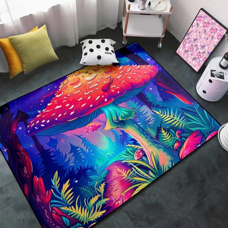 Mushroom Rugs for Bedroom - Cartoon Mushroom Rug for Living Room Dinning Room Floor Mats Area Carpet Door Mat, 3x5 Feet
