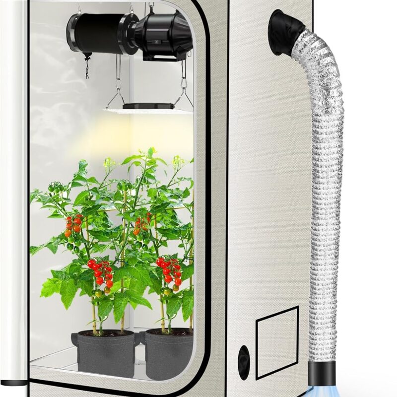 ATOUR LED Grow Light Specil Tent, 18"x18"x48'' High Reflective PE Film Grow Tent, 1680D High Strength Canvas Plant Tent with Observation Window & Floor Tray for Hydroponics Indoor Plant