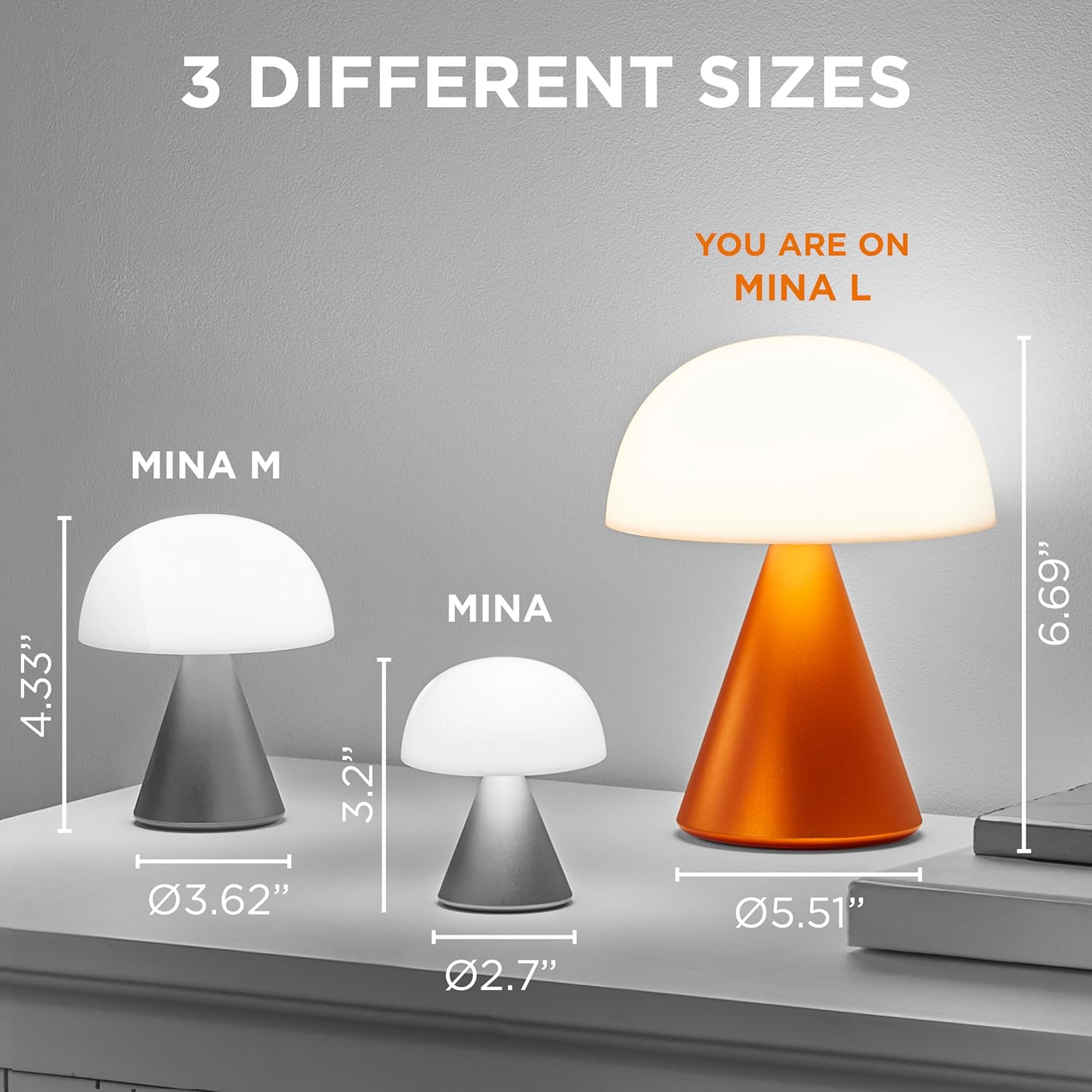 81ChJ8ZGCYL._AC_SL1500_.jpg Lexon Mina L Mushroom Lamp - 9 LED Color Table Lamp for Bedrooms, Living Room & Office - Cordless, Rechargeable with 24h Light & Dimmer, Aluminum, Large - Dark Blue - Image 2