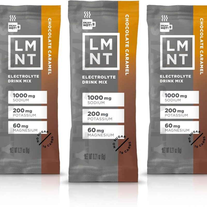 LMNT Zero Sugar Hot Chocolate or Coffee Mixer - Chocolate Caramel Salt | Drink Mix | 30-Count