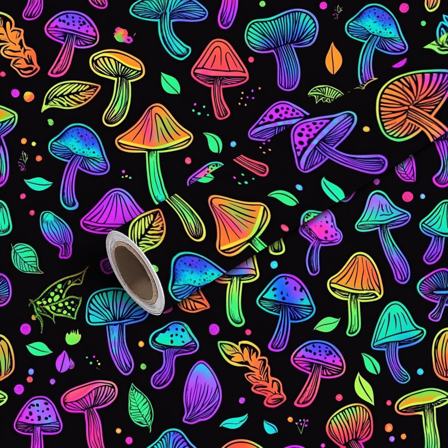 81EnMSXyL._AC_SL1500_.jpg 24"x118" Peel and Stick Wallpaper Seamless Mushrooms Bright Psychedelic Colors Contact Paper Self Adhesive Wallpaper Removable Wall Mural Wall Sticker for Bedroom Kitchen
