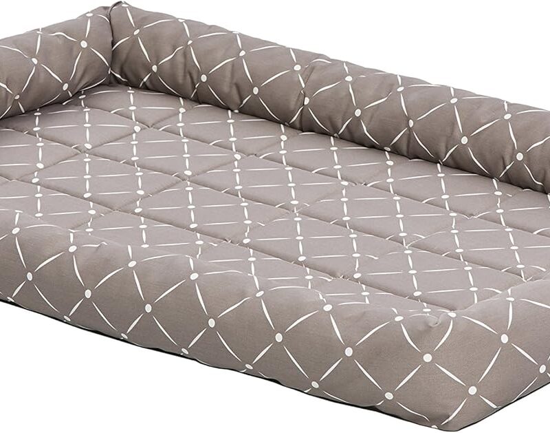 MidWest Homes for Pets 40242-MRD Quiet Time Couture Ashton Bolster Pet Bed, Large Dog/42, Mushroom