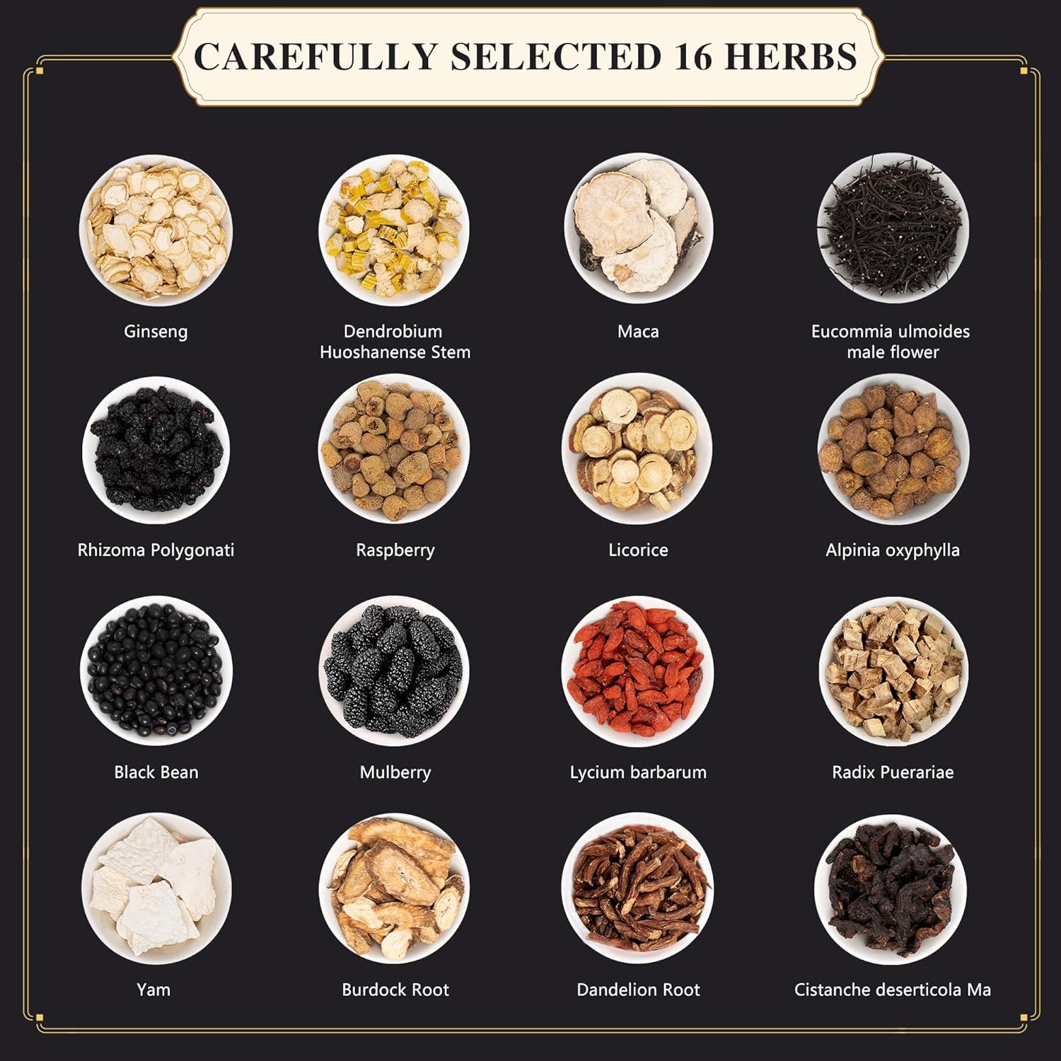 81H1aUtnzL._SL1500_.jpg Ginseng Polygonatum Eucommia Male Flower Tea, 16 Ingredients Organic Natural Formula Kidney Tea, 500g/Box Ginseng Six Treasure Aid Root Kidney Men's Herbal Tea (30 cans/1Box) - Image 2