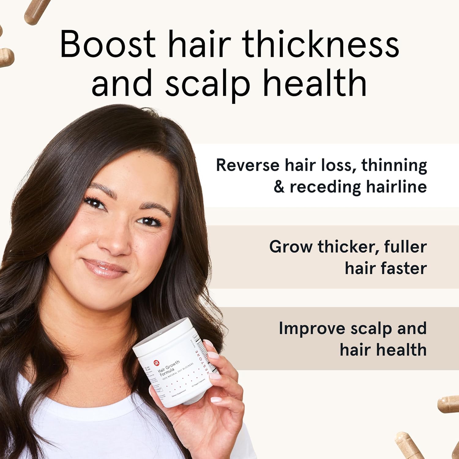 81HWqz8d0L._SL1500_.jpg iRestore Hair Growth Supplement – Natural DHT Blockers & Multivitamin Blend – Vegan, Non-GMO, 90 Capsules – Supports Thicker, Stronger Hair for Men and Women – 3-Pack - Image 6