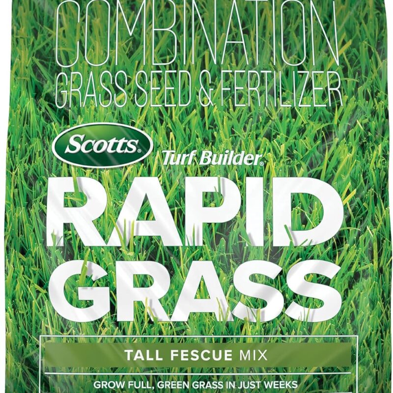 Scotts Turf Builder Rapid Grass Tall Fescue Mix, Combination Seed and Fertilizer, Grows Green Grass in Just Weeks, For Overseeding and New Lawns, 16 lb.