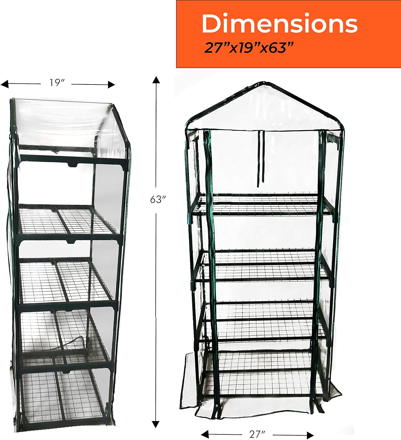81M2x8Y0OML._AC_SL1500_.jpg BACKYARD EXPRESSIONS PATIO · HOME · GARDEN 911217 Mini Greenhouse 4-Tier Growing Rack, Portable Carry/Storage Bag, Dark Green - Image 3