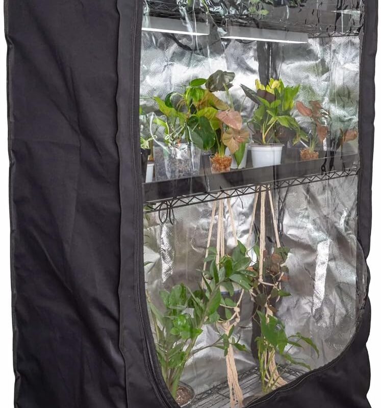 48"x18"x72" Grow Tent Cover for Baker's Rack – Clear Front Door, Adjustable Ventilation, Fully Enclosed Bottom – Indoor Greenhouse for Plants