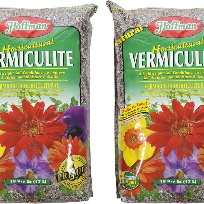 Hoffman Horticultural Vermiculite Lightweight Garden Soil Conditioner for Aeration and Moisture Retention, 18qt, 2 Pack