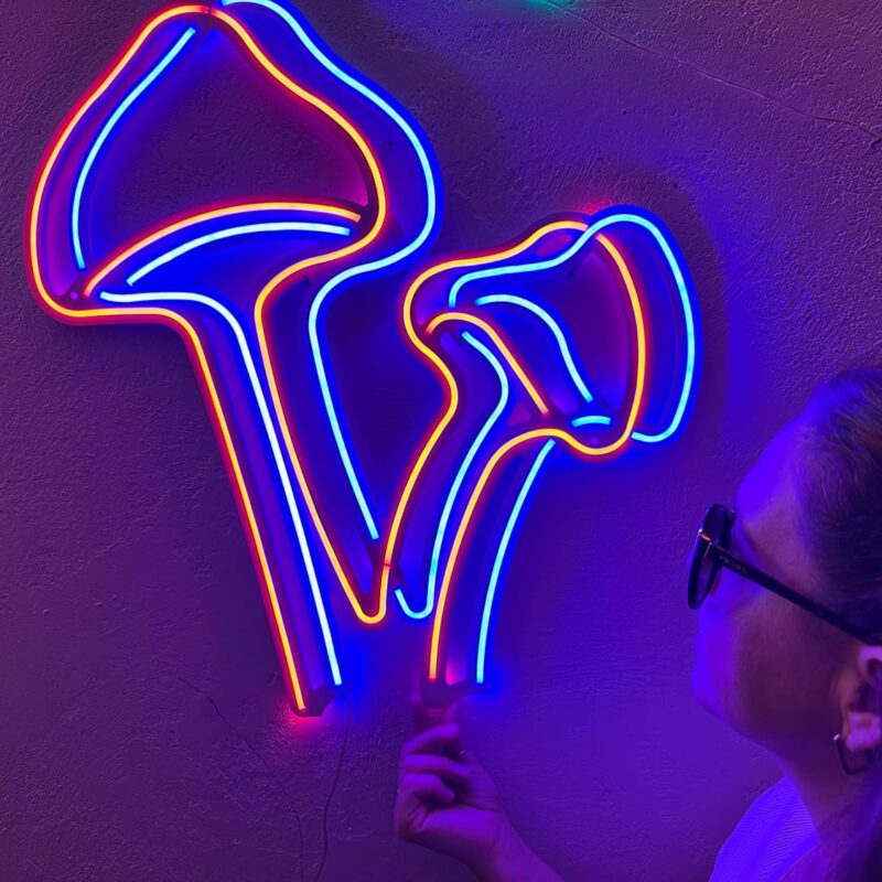 Mushrooms Wall Art, Neon Metal Wall Art, Mushrooms Wall Sign, Mushrooms Wall Decor, LED Light Decor, Home Office Hotel Pub Bar Cafe Wall Decor, (Without Remote Control)