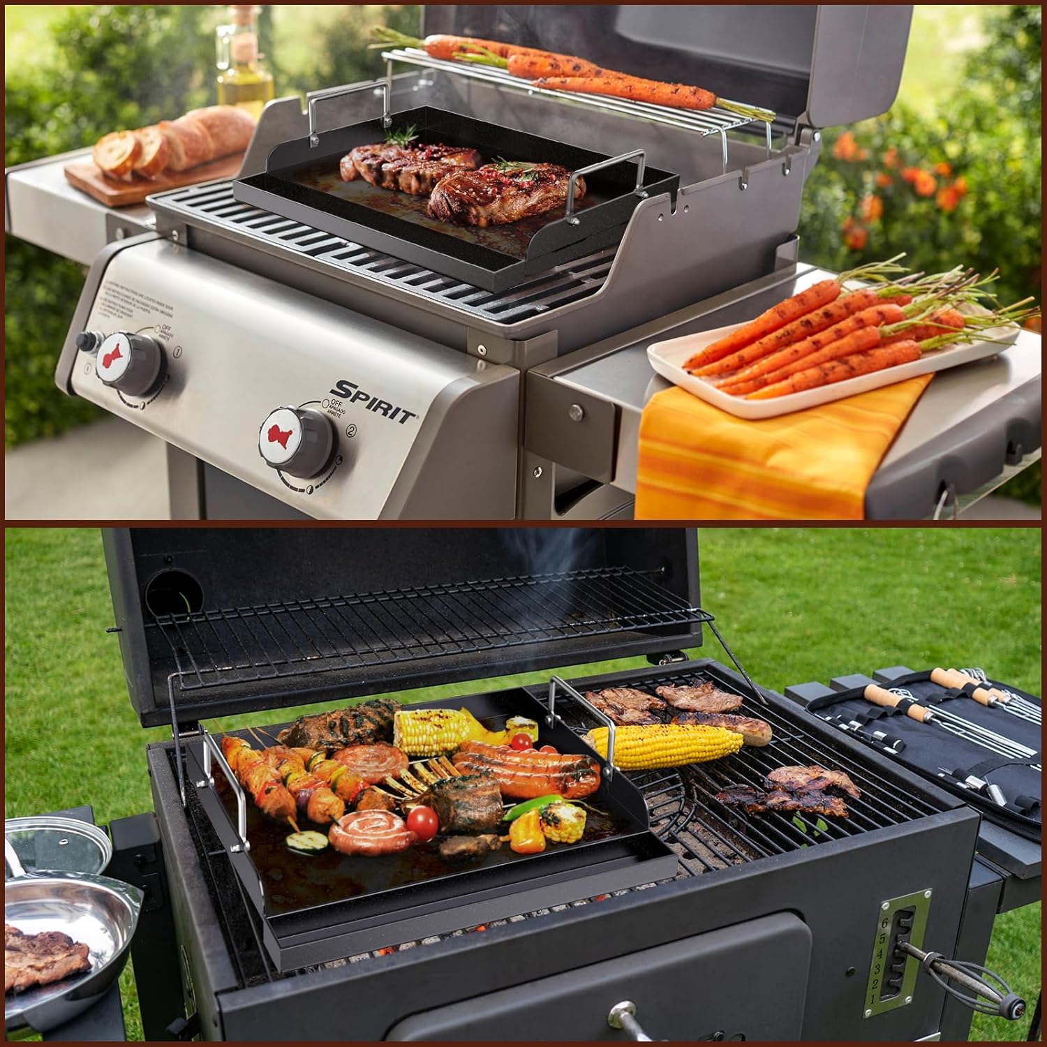 81SAqi4SnXL._AC_SL1500_.jpg Cast Iron Griddle for Gas Grill, Nanoceramic Nonstick Flat Top Griddle Insert for Outdoor Gas Grill - Image 5