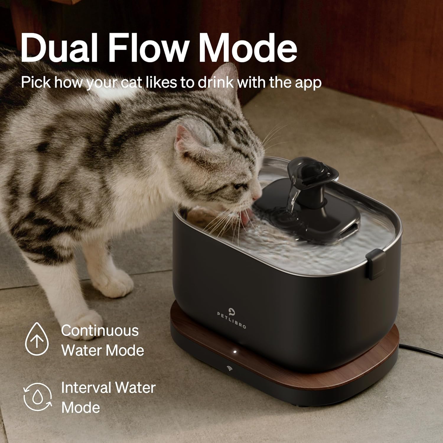 81Sacru7u7L._AC_SL1500_.jpg PETLIBRO Cat Water Fountain, App Monitoring Pet Fountains for Cats Indoor with Stainless Steel Tray, 2.5L/84oz Dockstream Automatic Water Dispenser for Drinking, 2.4G Wi-Fi Smart Bowl Inside - Image 8
