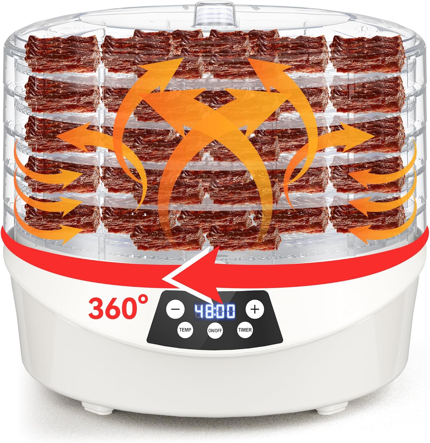 81TMroxBRFL._AC_SL1500_.jpg Food Dehydrator for Jerky, 500W 5 BPA-Free 360ยฐ Rotating Trays Dehydrator Machine for Yogurt, Meat, Mushroom, Fruits, Veggies, Dog Treats, Recipes Cookbook included, Yogurt Maker Machine