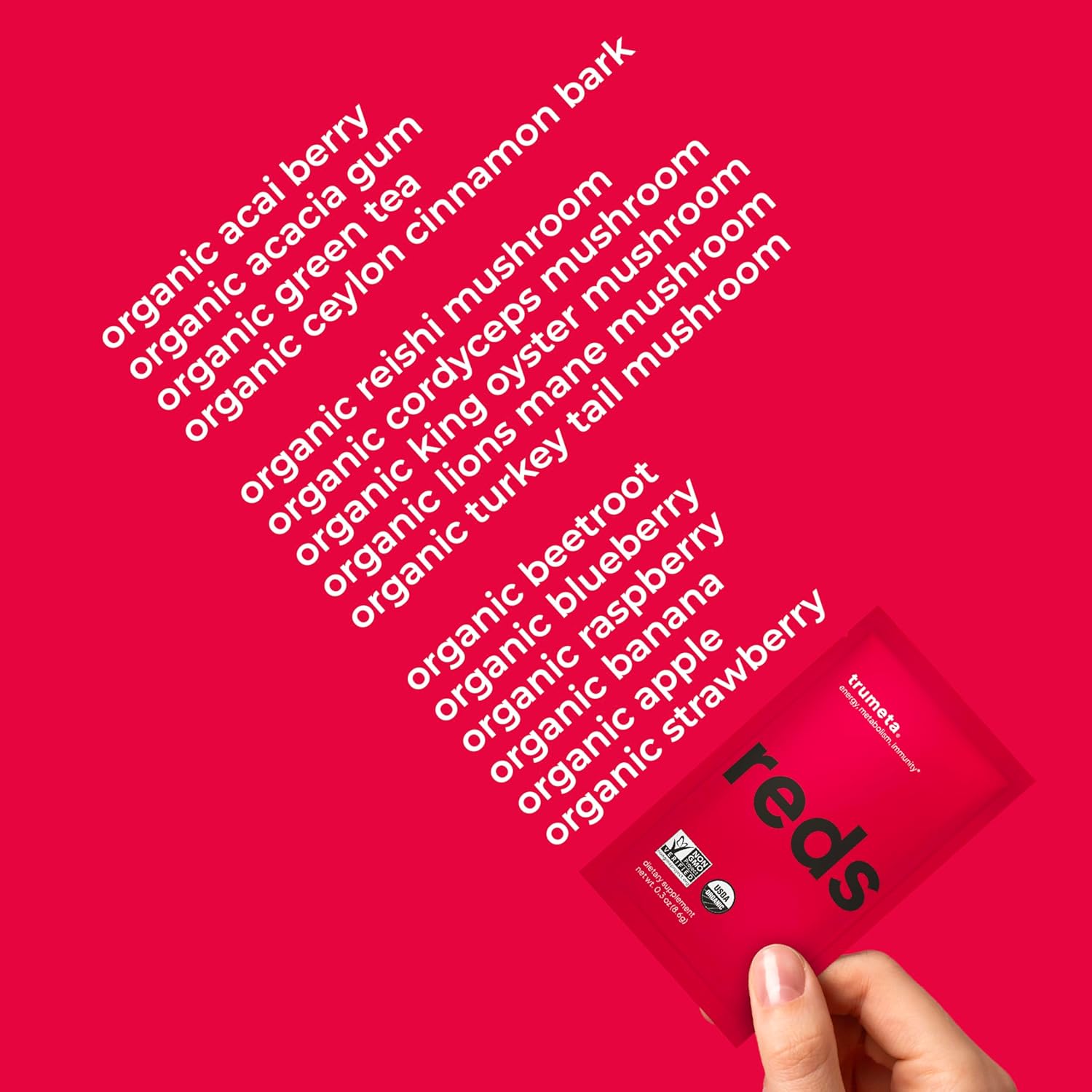 81VuD6ZiitL._AC_SL1500_.jpg Superfood Reds Powder Packs - for Immune Support and Memory I Reds Superfood Powder Antioxidants Polyphenols Blend with Organic Acai Berry, Goji Berry, Pomegranate - 30 Sachets - Image 7