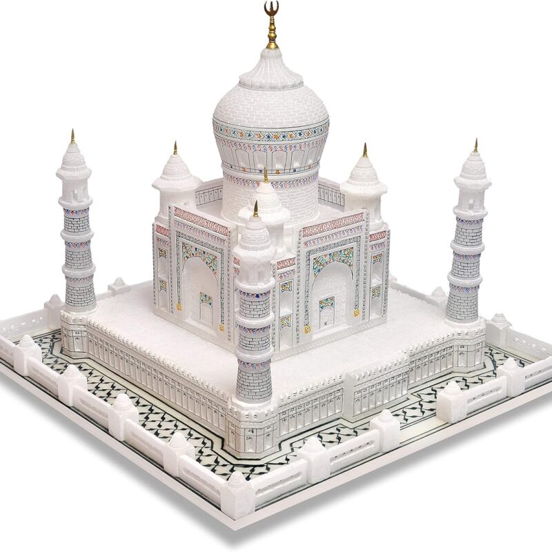 Italian Marble Taj Mahal 14x14 inch | Marble Taj Mahal Replica India Agra Handcrafted Beautiful The Symbol Of Love Taj Mahal Building Model - Home Decorative Lovers, Valentine Day Gift for Everyone