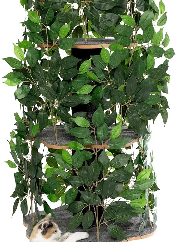 81b7HRnaBiL._AC_SL1500_.jpg Cat Tree Scratching Post for Climbing, Hiding and Sleeping - Cat Tower for Indoor Cats with Interchangeable Leaves - Multilevel, Easy to Assemble - Pet-Safe Materials, Durable and Sturdy Construction