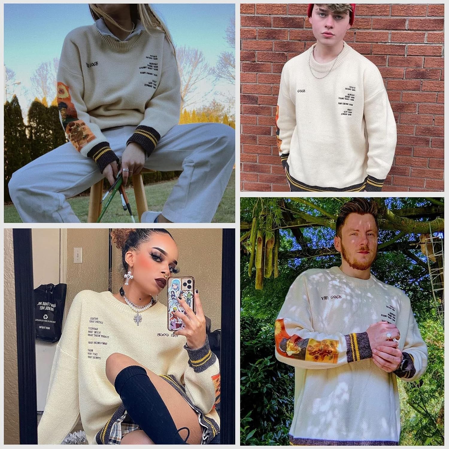 81eKmfojS7L._AC_SL1500_.jpg Aelfric Eden Oversized Sweater Graphic Van Gogh Printed Unisex 90s Vintage Women Knit Sweaters Men Casual 2024 Pullover - Image 3