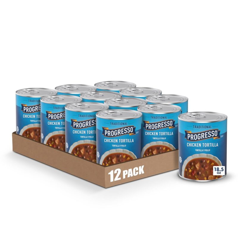 Progresso Traditional, Chicken Tortilla Canned Soup, Gluten Free, 18.5 oz. (Pack of 12)